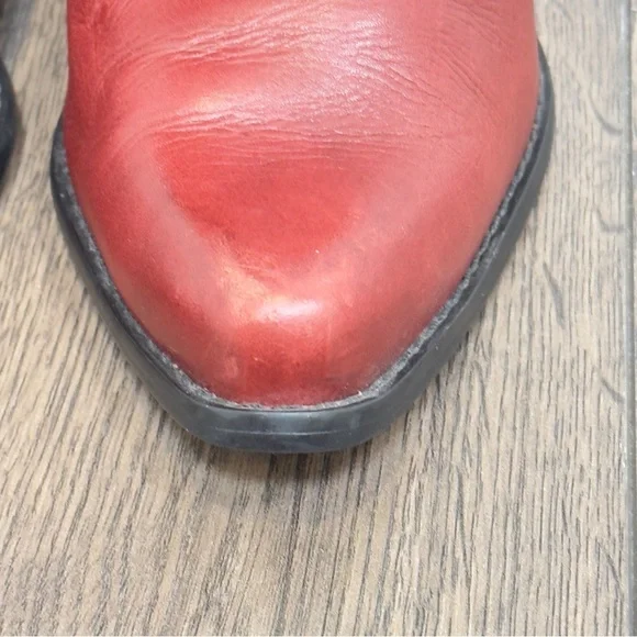 LL Bean Dingo Red/Brown Braided Leather Western Pull On Boots Size 8M - Picture 5 of 9